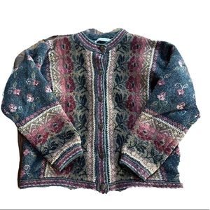 Gorgeous Cropped Atlantis Nordic Wool Lined Cardigan Sweater Women’s Size Large